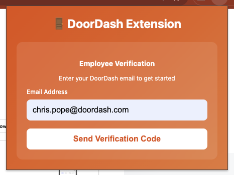 DoorDash Extension Authentication Step 1
