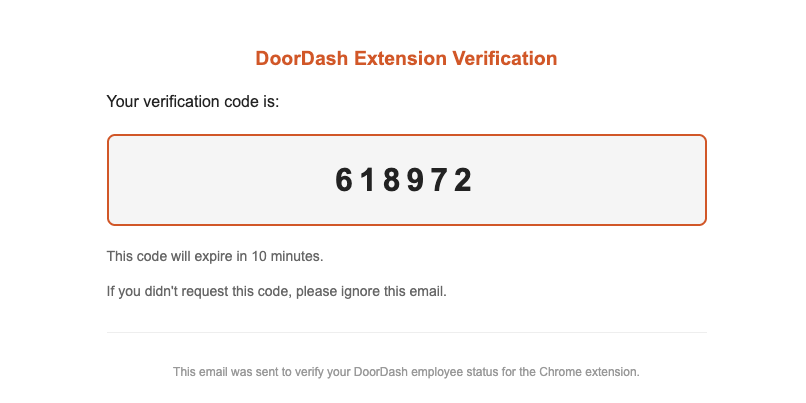 DoorDash Extension Authentication Step 2